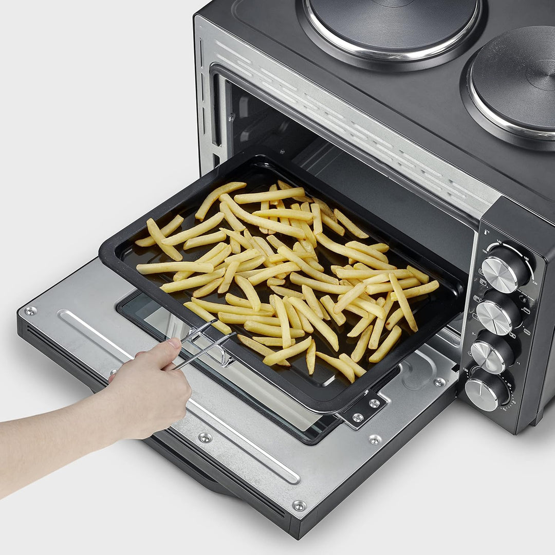 SEVERIN Back- und Toastofen mit Kochplatten, 2500 W, schwarz, TO 2065, Back- und Toastofen