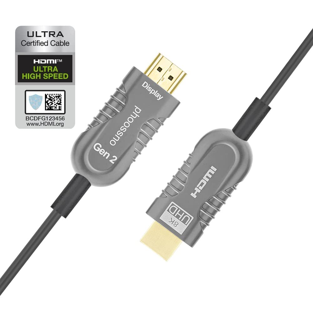 phoossno Gen 2 zertifiziertes 8K Glasfaser HDMI 2.1 Kabel Ultra High Speed HDMI Kabel 48Gbps 33ft 10