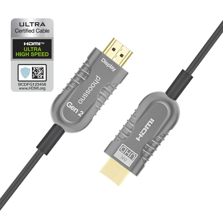 phoossno Gen 2 zertifiziertes 8K Glasfaser HDMI 2.1 Kabel Ultra High Speed HDMI Kabel 48Gbps 33ft 10