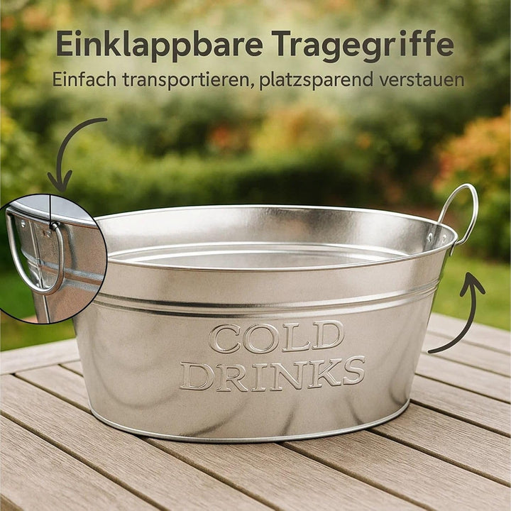 BigDean Zinkwanne gross XXL für Garten Getränkekühler extra gross 24 Liter Getränkewanne verzinkt