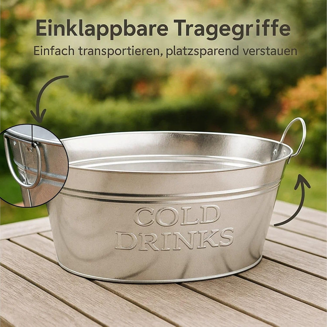 BigDean Zinkwanne gross XXL für Garten Getränkekühler extra gross 24 Liter Getränkewanne verzinkt