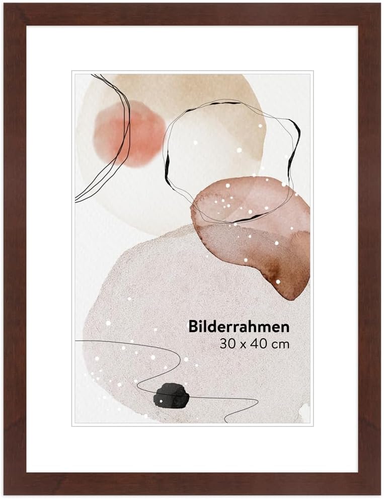 WANDStyle Bilderrahmen Modern 30x40cm I Farbe: Nussbaum-Optik I Fotorahmen I klassischer Holzbilderr