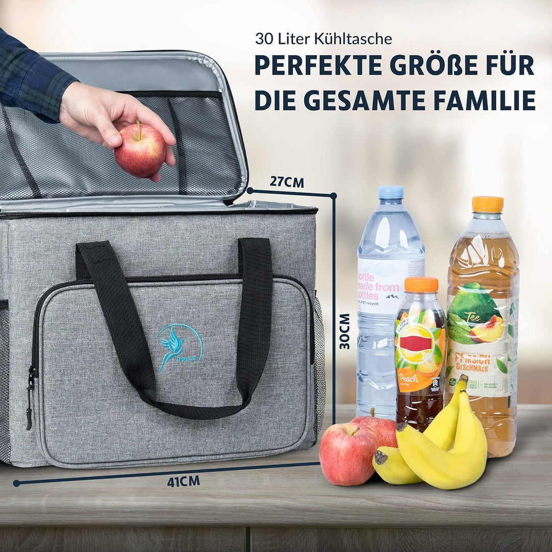 Obics Kühltasche klein 20L & Gross 30L, Kühlbox faltbar mit Flaschenöffner Lunchtasche Herren - lang