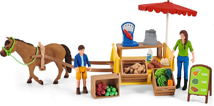 SCHLEICH 42528 Mobiler Farm Stand, ab 3 Jahren, Farm World - Spielset, 21 Teile Single Standardverpa