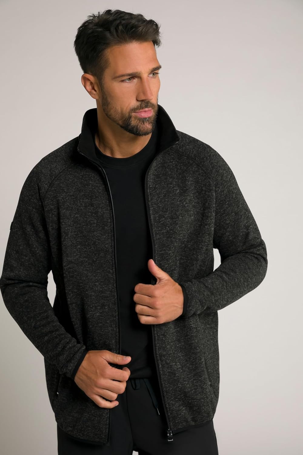 JP 1880 Strickfleece-Jacke 802394, Schwarz