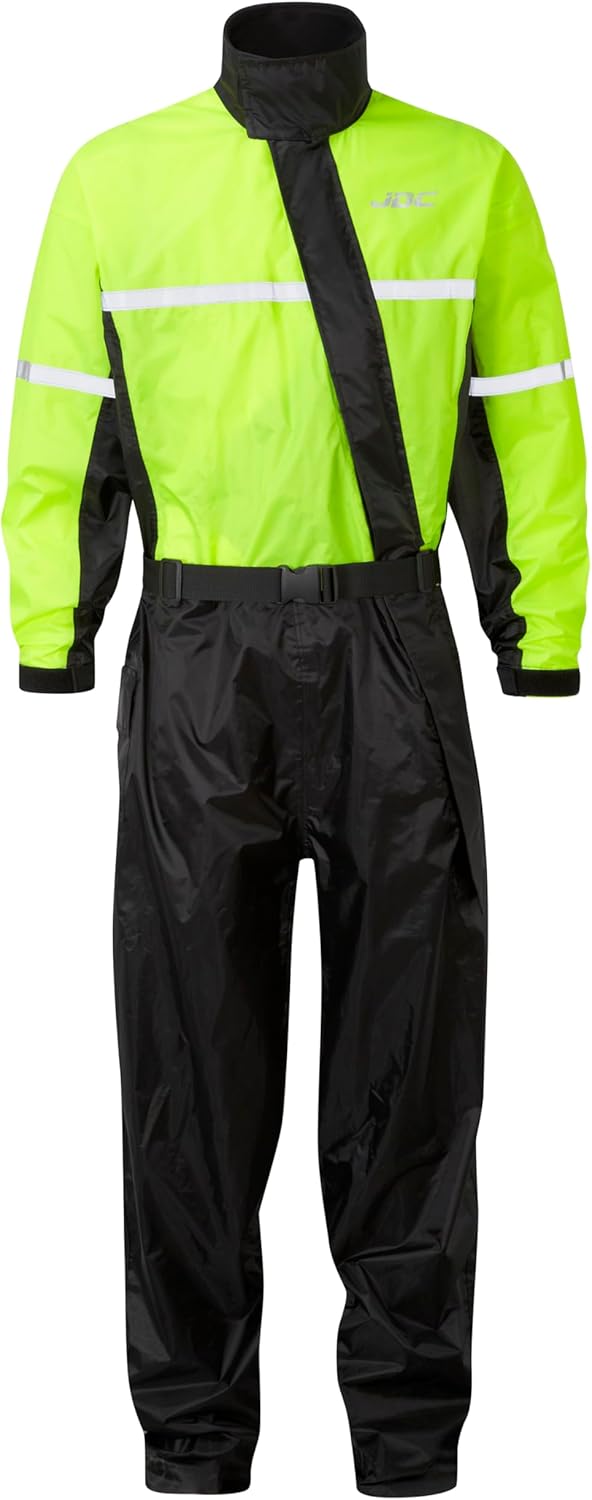 JDC Motorrad Kombi - Regenkombi - 1-Stück - Wasserdichter Regenschutz - SHIELD - Schwarz Gelb - M -