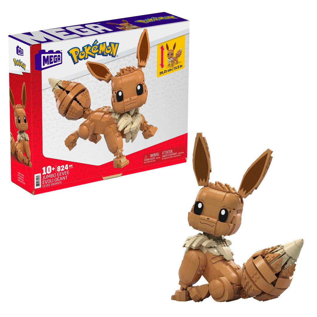 MEGA Construx GMD34 - Pokémon Jumbo Evoli (30cm), Bauset mit beweglicher Figur, Spielzeug ab 10 Jahr