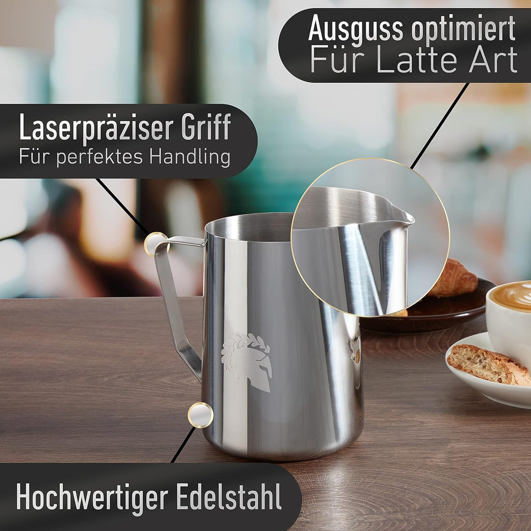 Barista Legends® Milchkännchen Edelstahl 1000ml mit speziellem Latte Art Ausguss - Milchschaumkännch