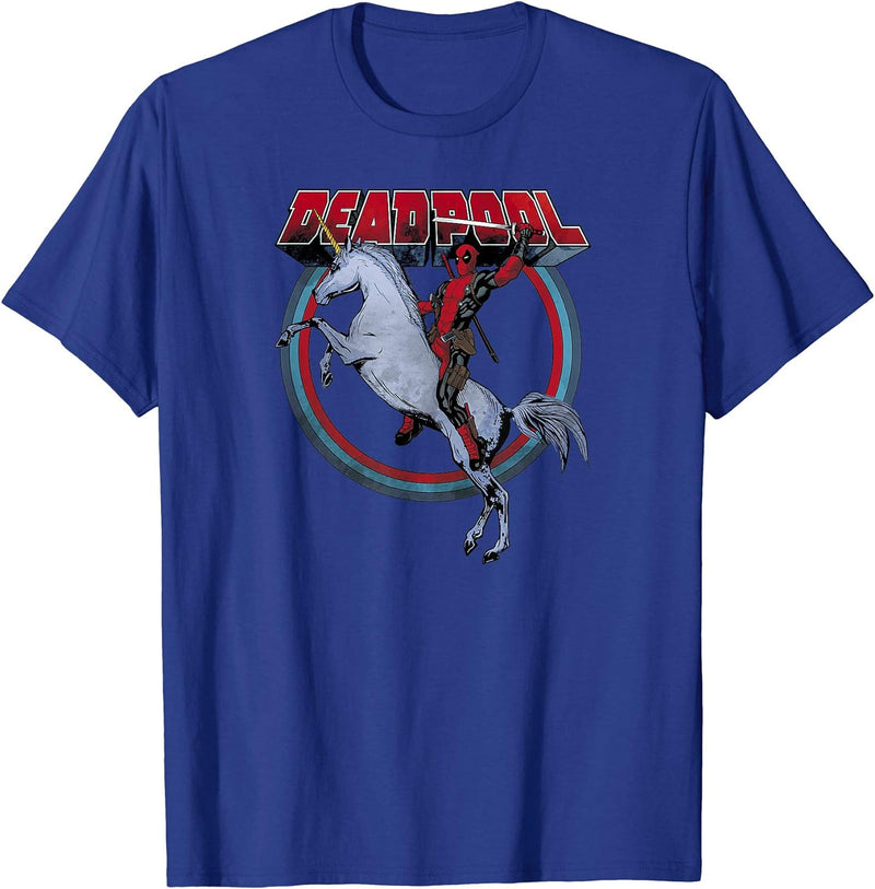 Womens Marvel Deadpool Riding A Unicorn Circle Graphic T-Shirt C2 Medium Brown