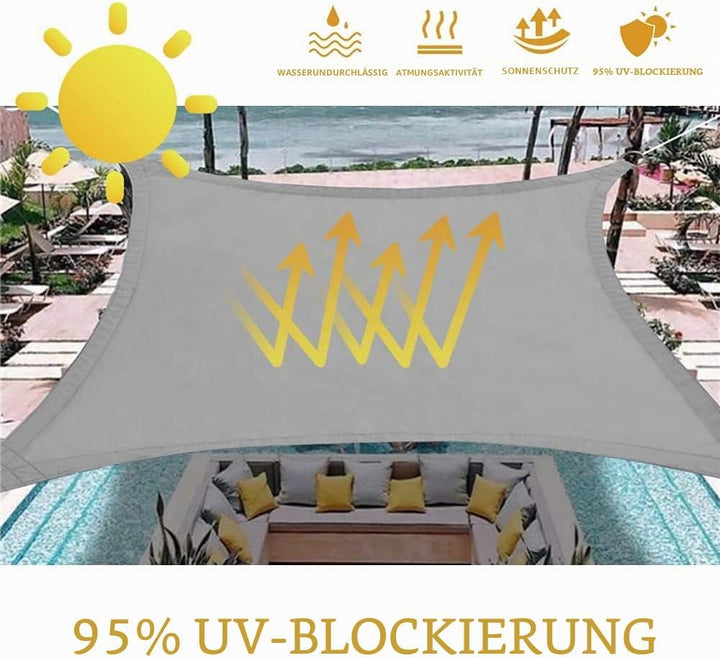 Dripex Sonnensegel wasserdicht Sonnenschutz Set 3X5 m inkl Befestigungsseile Rechteckig Polyester Im