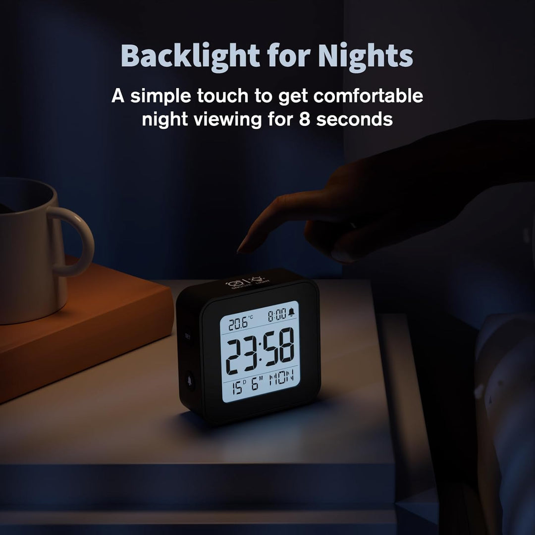 LATEC Wecker Digital, Digitaler Wecker Batterie Alarm Clock, Klein Reisewecker Digital Uhr mit Tempe