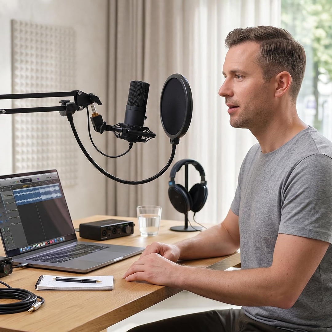 FIFINE Streaming Mikrofon PC mit Arm, USB Mikrofon PS4 PS5, Microphone für Gaming Podcast Studio, Po