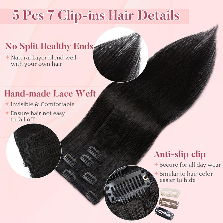 SEGO Clip in Extensions Echthaar Extensions Clip 5 Stück 7 Clips Human Hair Extensions Remy Echthaar