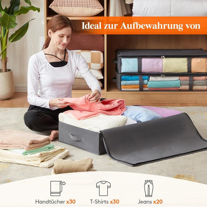 Lifewit 4 Stück Unterbettkommode Aufbewahrungstasche, Faltbare Unterbett Aufbewahrungsbox, Storage B