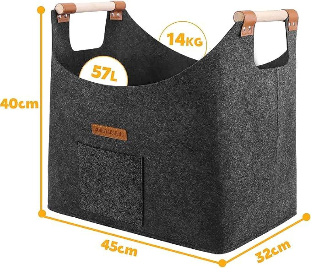 XL Faltbarer Holzkorb für kaminholz Extra dicker Filz und verstärkter Griff | Kaminholzkorb für Eink