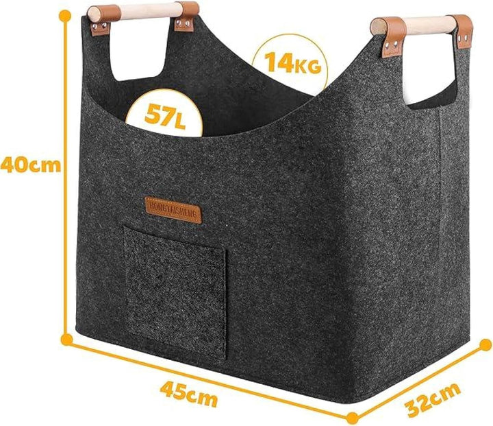 XL Faltbarer Holzkorb für kaminholz Extra dicker Filz und verstärkter Griff | Kaminholzkorb für Eink