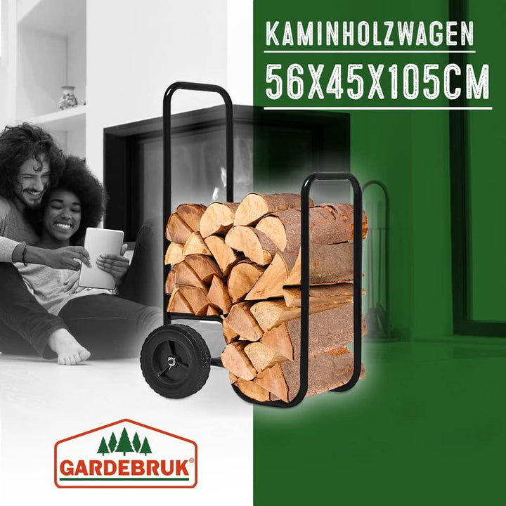 Gardebruk Kaminholzwagen Gross 105x56x45cm 80 kg Stahl Brennholzkarre Holzwagen Holzkorb Sackkarre T