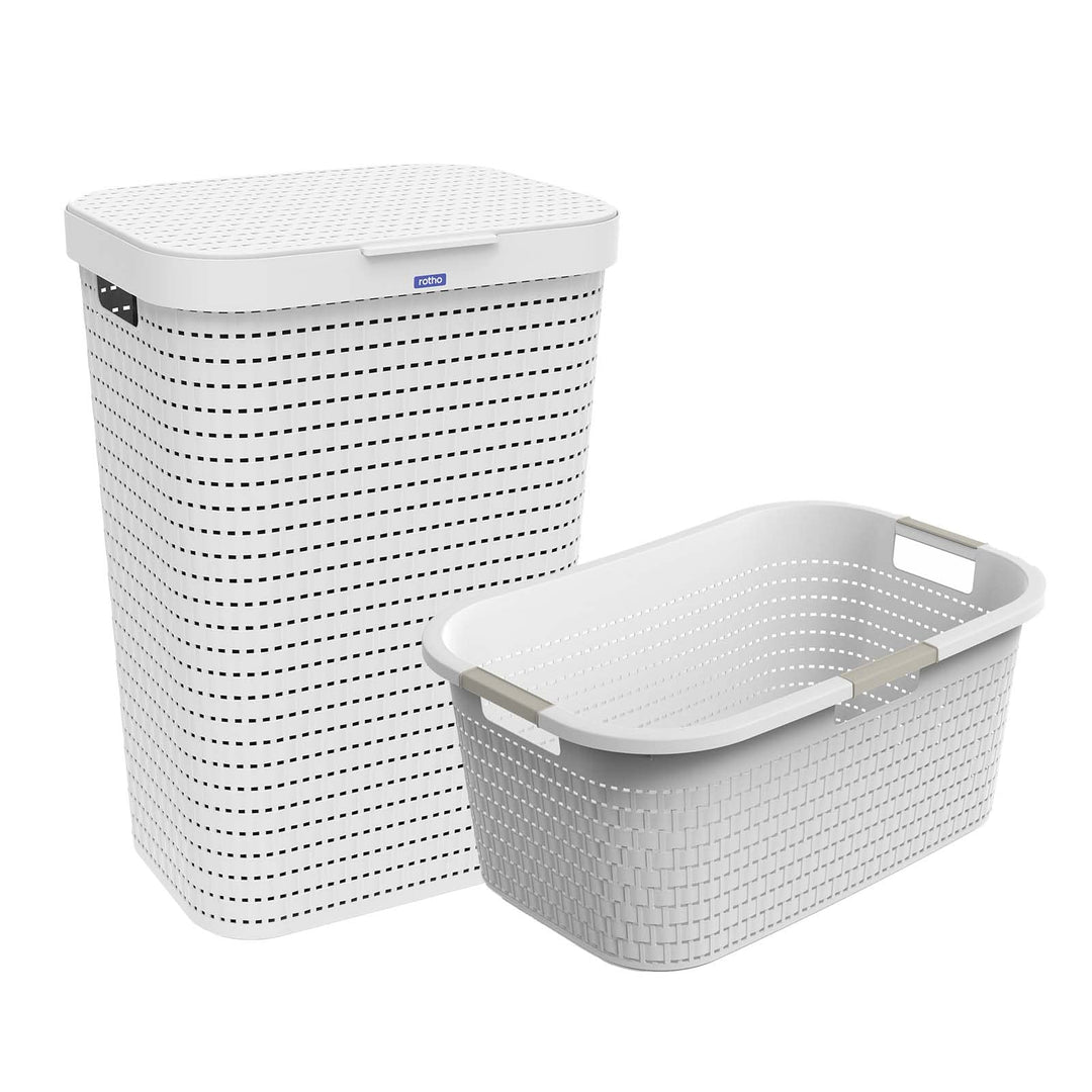 Rotho Country Wäscheset 2tlg. 55l, 40l, Kunststoff (PP) BPA-frei, weiss, 55l, 40l, Weiss