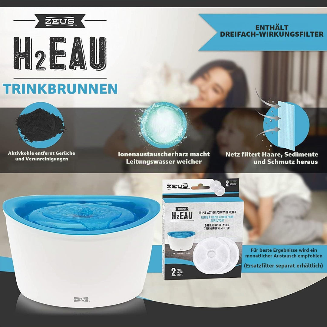 Zeus Trinkbrunnen für Hunde, weiss/blau, 6L