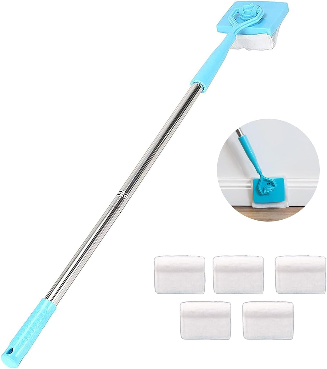 A7V8-1PC No-Bending Mop Bodenleistenreiniger Werkzeug Langer Griff Verstellbare Sockelleiste Formwer