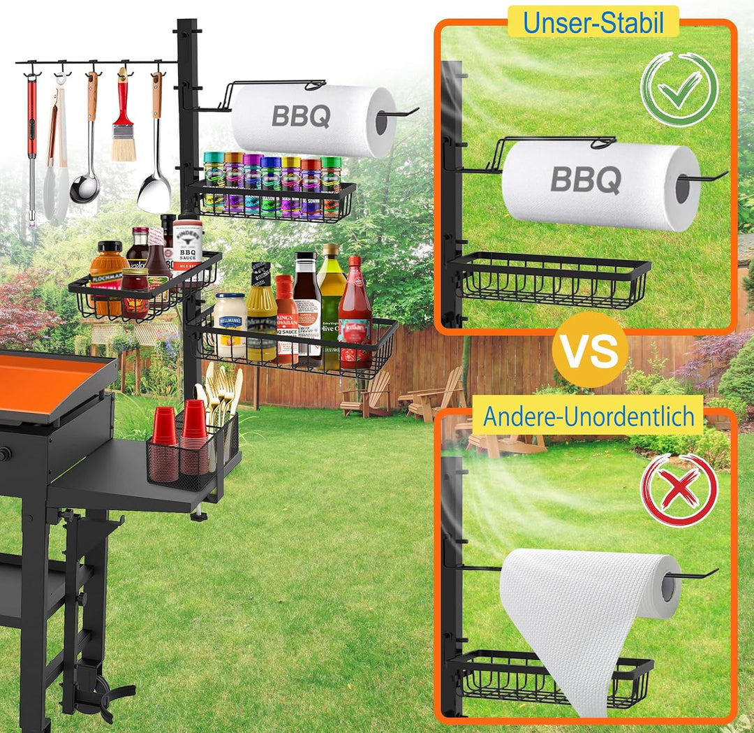 Grill-Caddy für Blackstone Grill zubehör, Grillzubehör mit Papierhandtuchhalter, Outdoor-Küchenzubeh