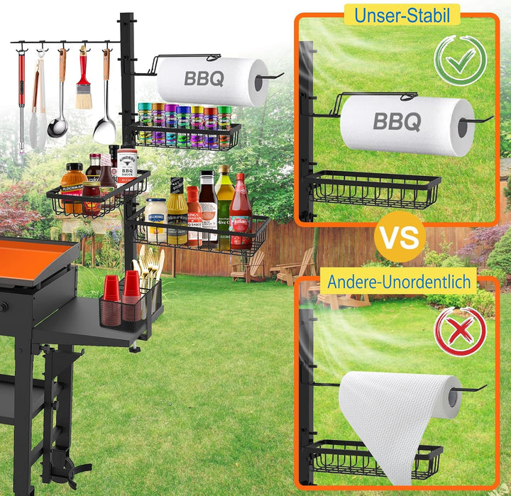 Grill-Caddy für Blackstone Grill zubehör, Grillzubehör mit Papierhandtuchhalter, Outdoor-Küchenzubeh