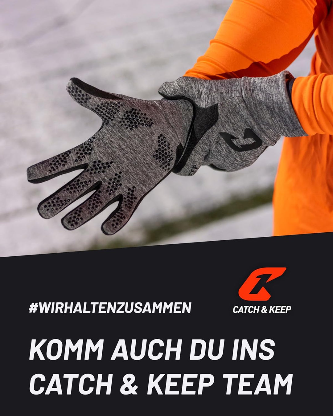 CATCH & KEEP Feldspielerhandschuhe - Wärmende Sporthandschuhe für Herbst und Winter mit starkem Grip
