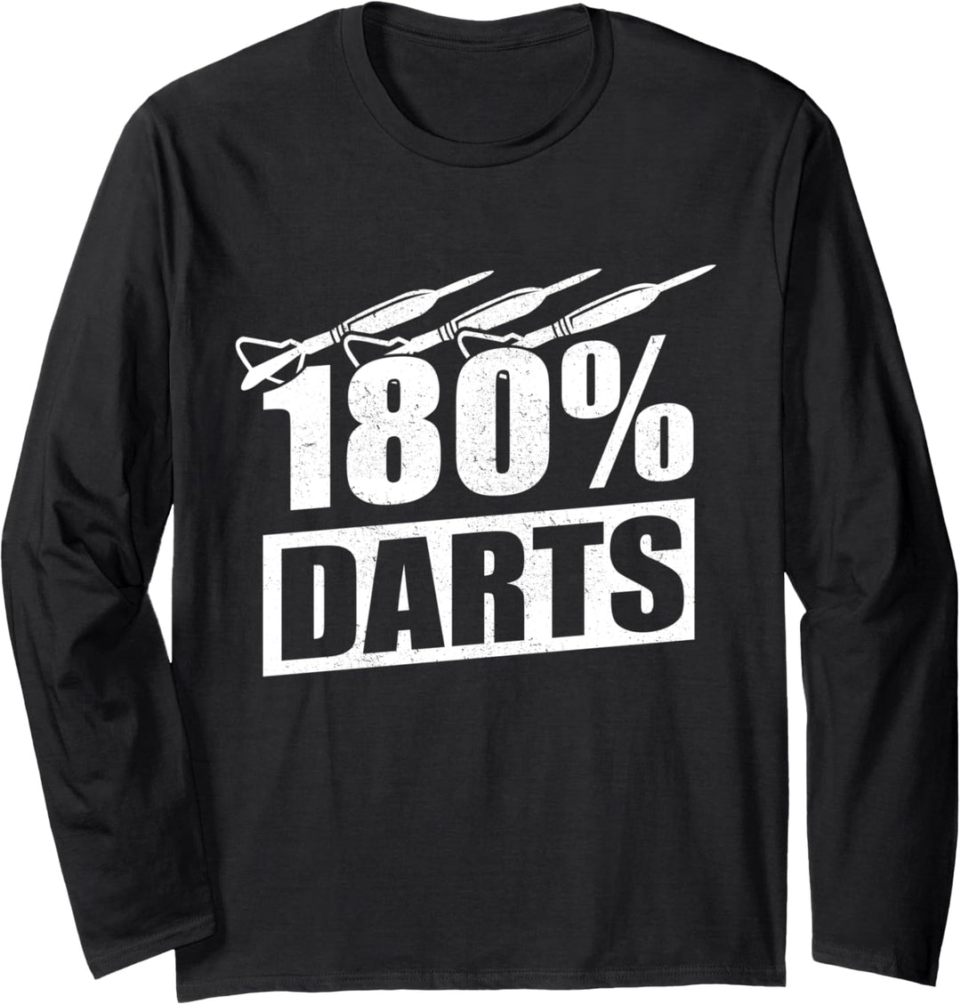 - 180% Darts - Lustiges Dartsspieler Dartpfeil Darten Langarmshirt