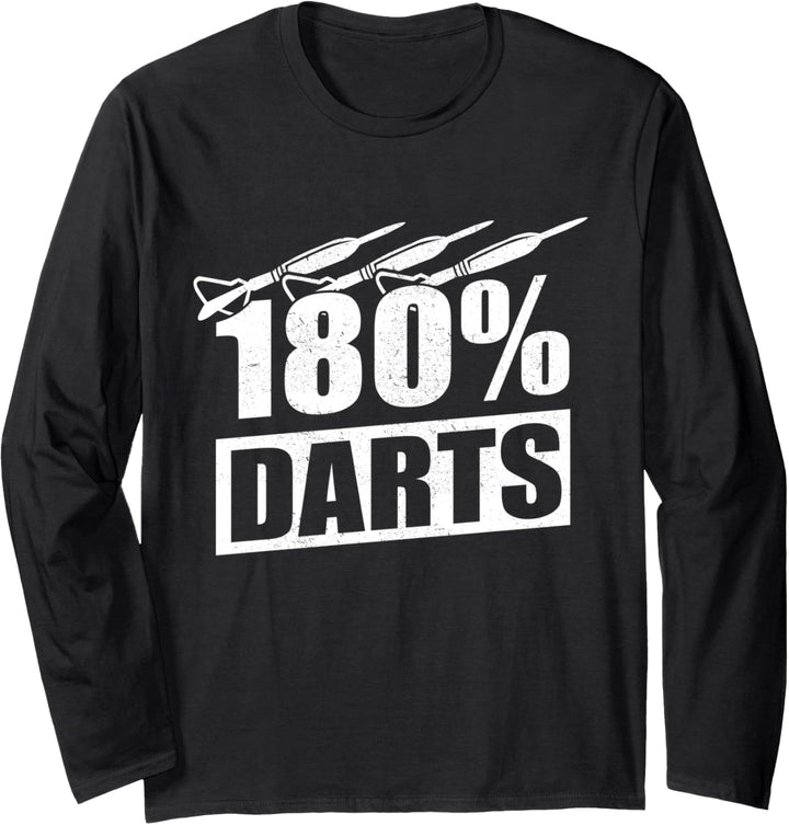 - 180% Darts - Lustiges Dartsspieler Dartpfeil Darten Langarmshirt