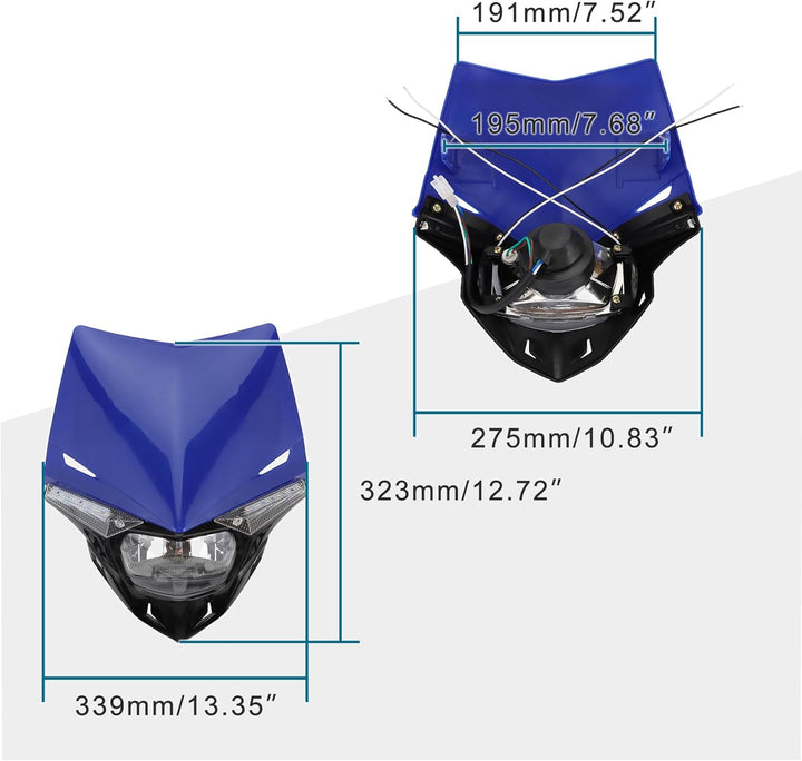 GOOFIT Blau H4 12V 35W Scheinwerfer Mini Blinkerleuchten Lichtmaske mit Front Verkleidung Ersatz für