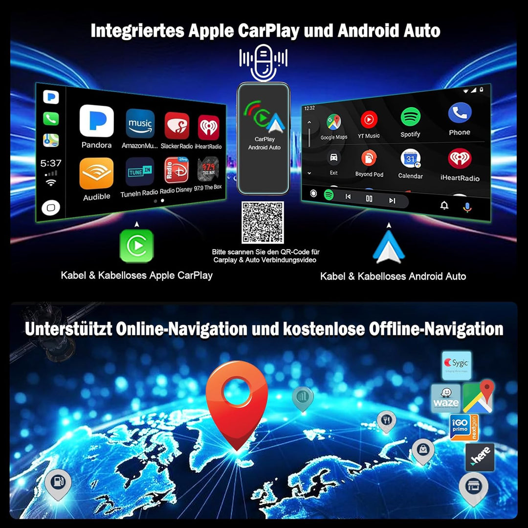 Erisin 7 Zoll 8-Kern 8GB+128GB Android 14 Autoradio Bluetooth GPS Navi für VW Golf 5 Golf 6 Passat B