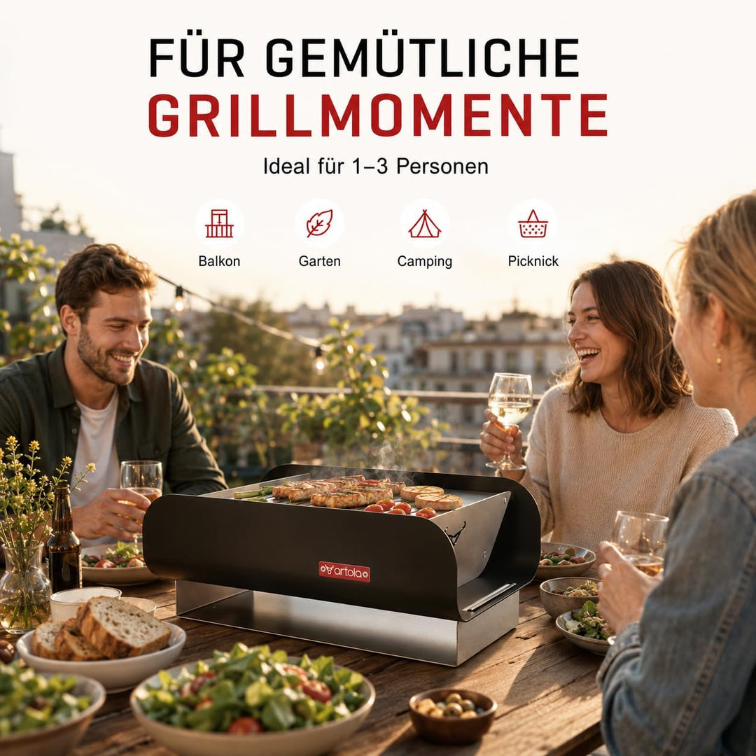 [ Test SEHR GUT, Note 1.1 *] Artola TrunQy Gourmet Holzkohlegrill Tischgrill - Tragbarer BBQ Grill f
