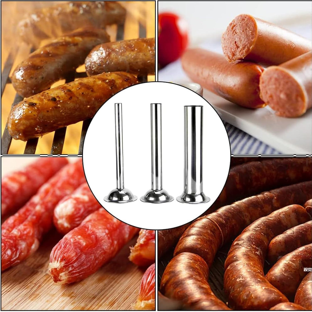 3 Stück Wurstfüller Rohre Kit Edelstahl Füllung Rohre Trichter Düsen Ersatzteile Füllstoff Rohr für
