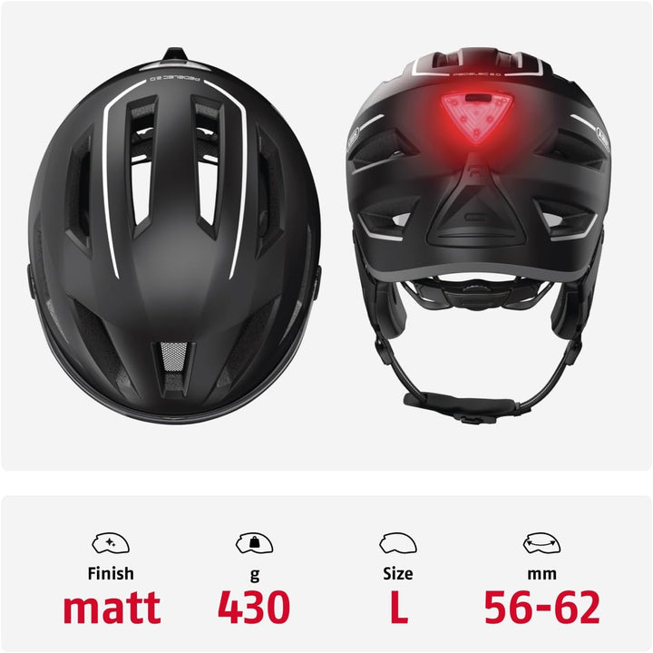 ABUS Stadthelm Pedelec 2.0 ACE - Fahrradhelm mit Rücklicht, Visier, Regenhaube, Ohrenschutz - für Da