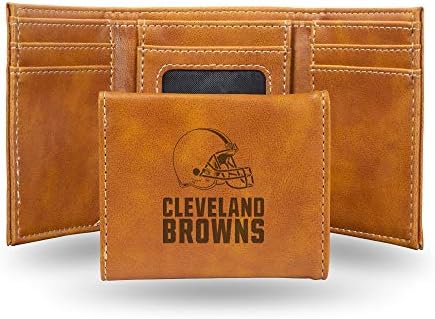 Rico Industries NFL Laser Engraved Tri-Fold Wallet, Brown Cleveland Browns, Cleveland Browns