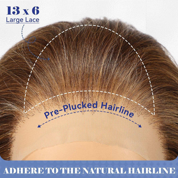 HAIRCUBE 13x6 HD Synthetische Lace-Front-Perücke, 24 Zoll gemischte braune lange lockige geschichtet