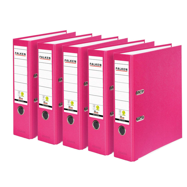 Original Falken 5er Pack PP-Color Kunststoff-Ordner. Made in Germany. 8 cm breit DIN A4 Pastell-Farb