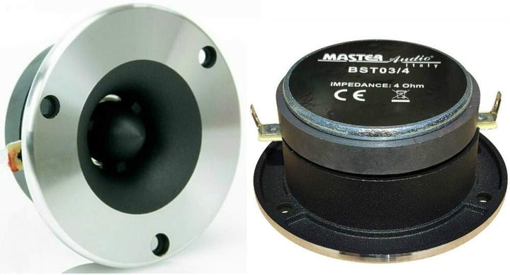 2 SUPER Tweeter MASTER AUDIO BST03/4 mit 120 watt rms und 240 watt max bei 9,60 cm Durchmesser und 9