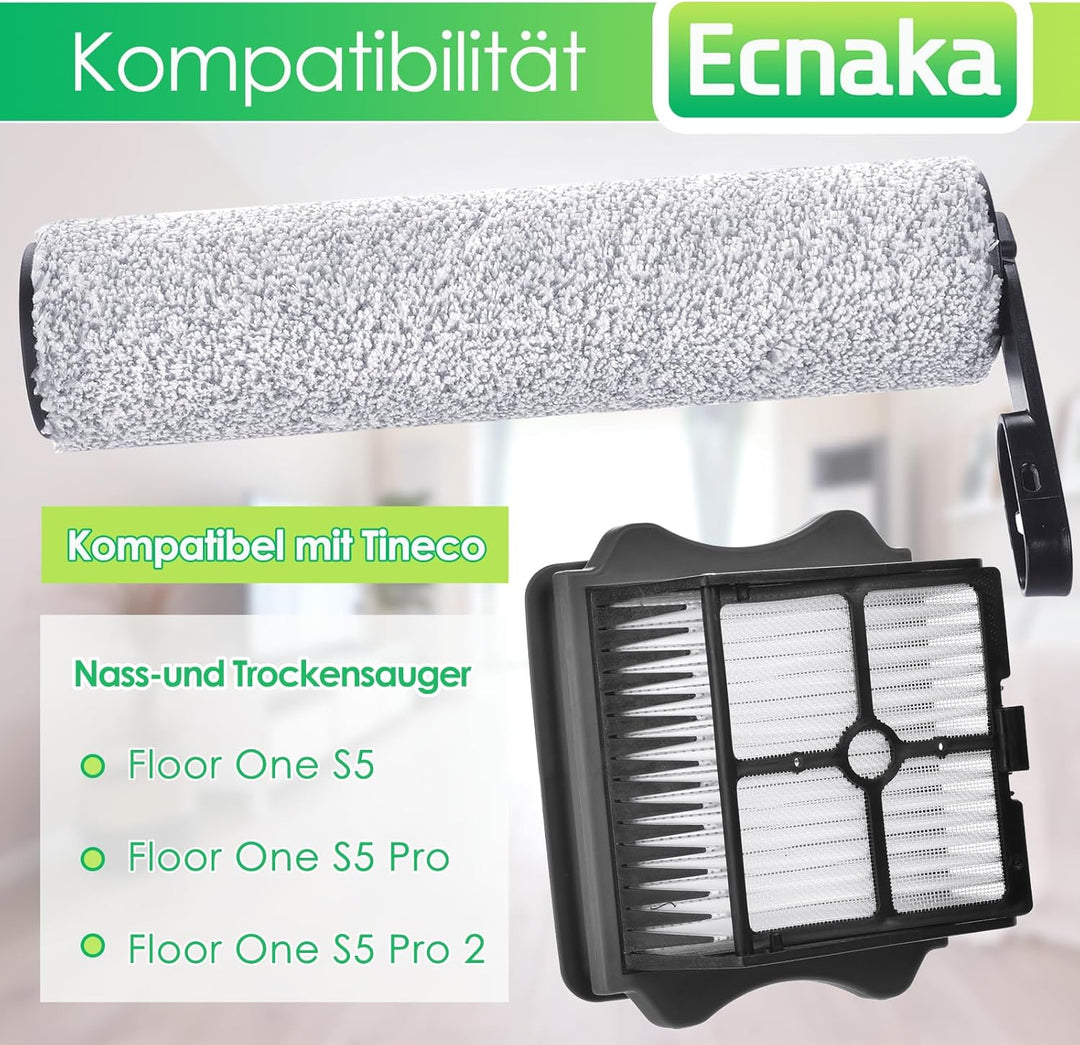 6 Stück Bürstenrolle Zubehör Ersatzteile für Tineco Floor ONE S5/Floor One S5 Pro 2 Nass- und Trocke