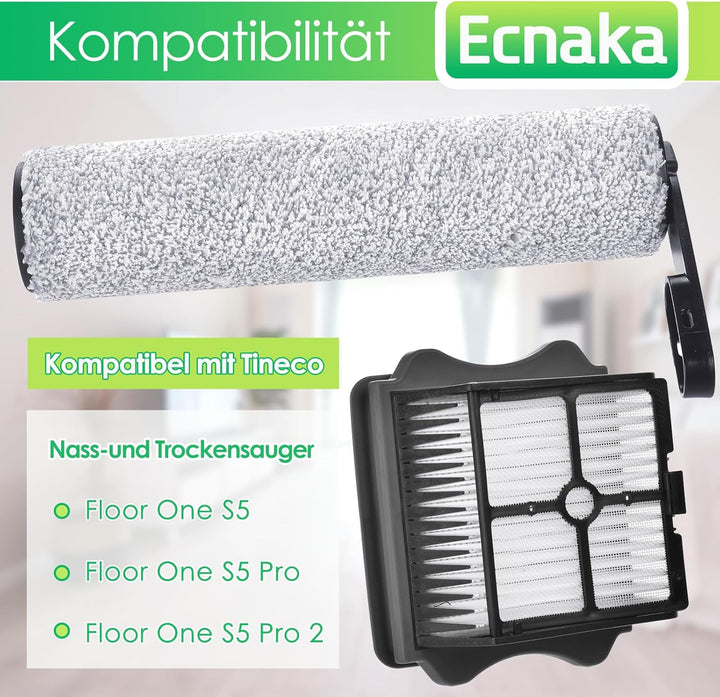 6 Stück Bürstenrolle Zubehör Ersatzteile für Tineco Floor ONE S5/Floor One S5 Pro 2 Nass- und Trocke