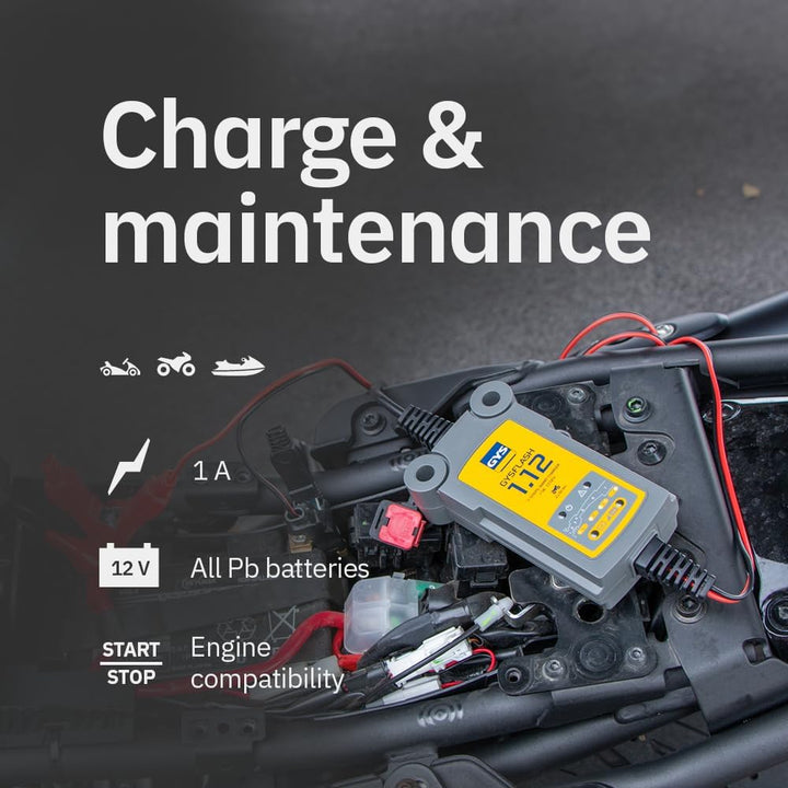 GYS Ladegerät Batterieladegerät 12V für Motorrädern, Jet-Skis, Kart-Sport-Fahrzeugen und Rasenmähern