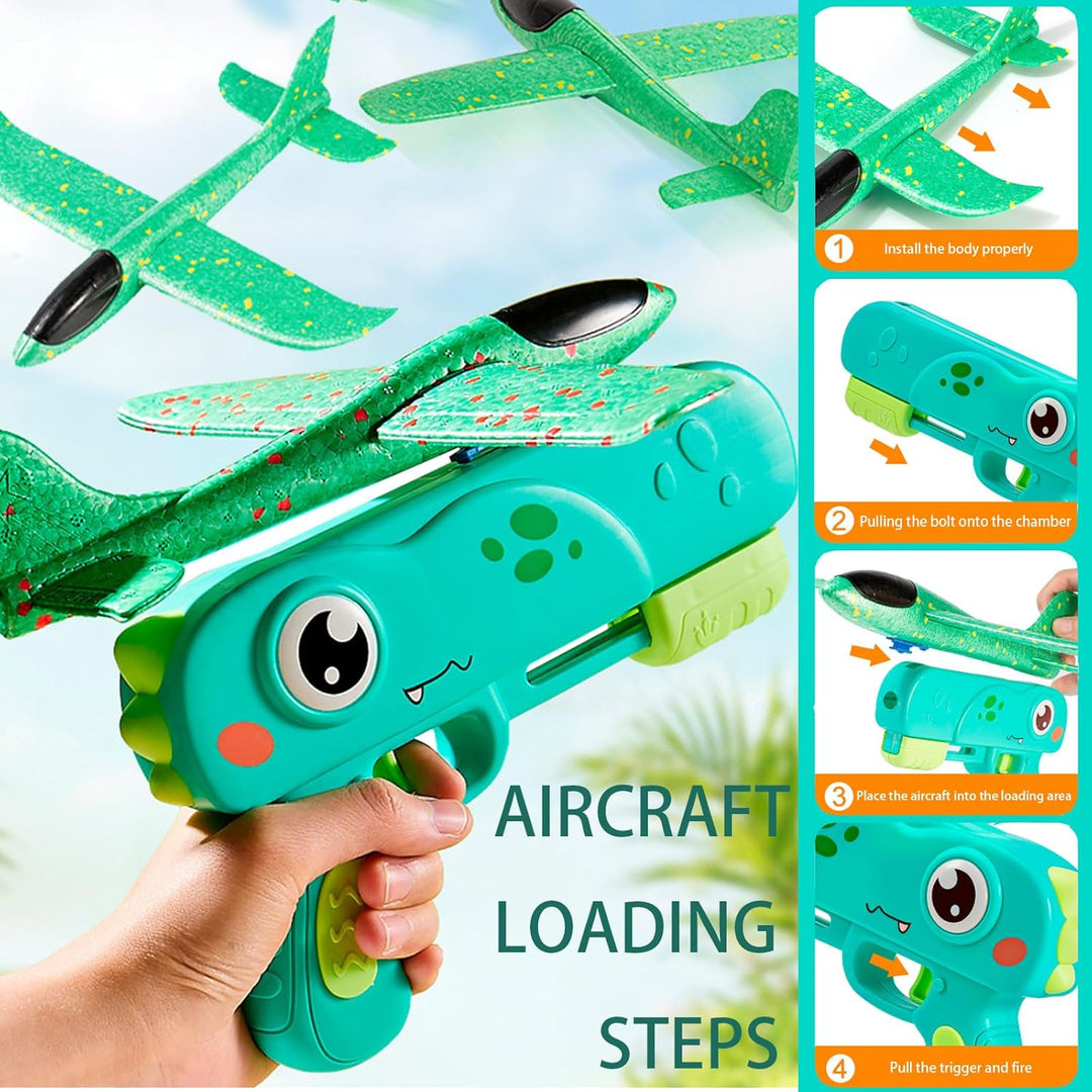 LUKIUP Flugzeug Spielzeug mit 2 Stück Katapult 4 Styroporflieger 20 Darts, Kann Flugzeug oder Pfeile
