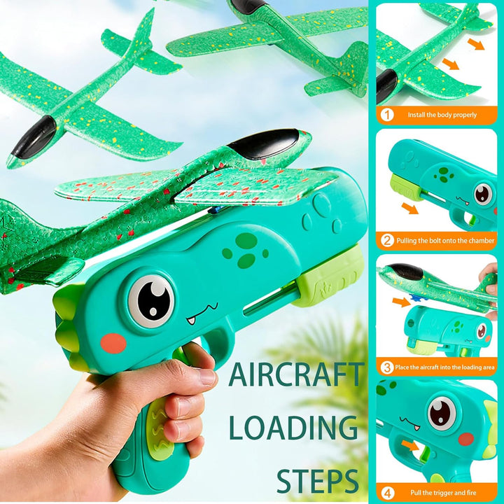 LUKIUP Flugzeug Spielzeug mit 2 Stück Katapult 4 Styroporflieger 20 Darts, Kann Flugzeug oder Pfeile