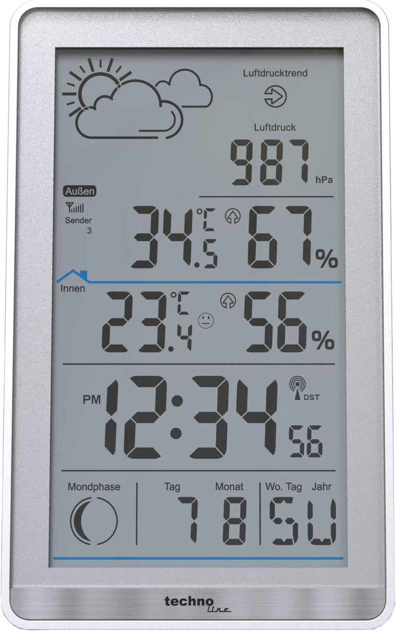 Funkwetterstation WS9218 inklusive Aussensender TX106-TH, Innentemperatur, Aussentemperatur, Luftfeu