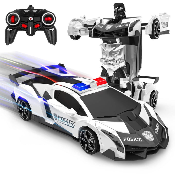 Ferngesteuertes Auto, 2 in 1 Transformator Ferngesteuerte Roboter Kinder Auto 360° Drehung RC Polize