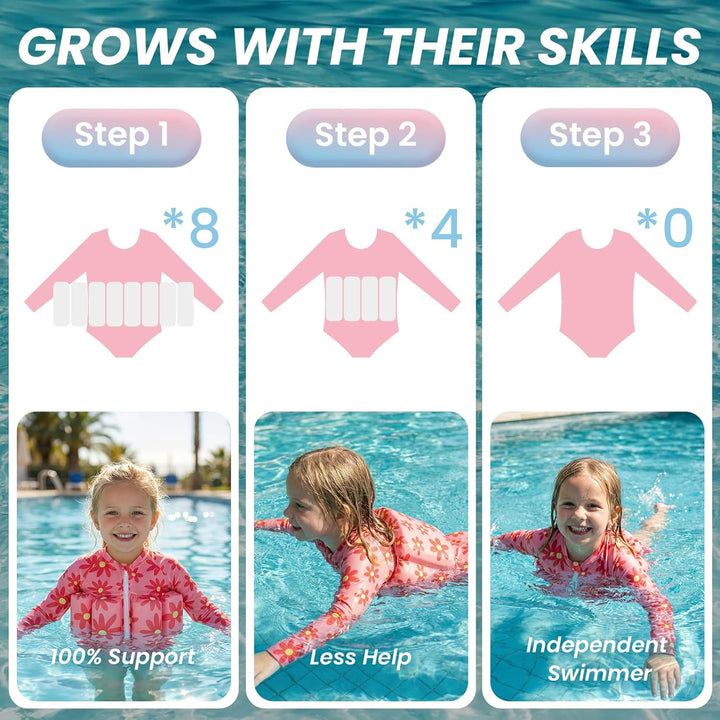 Badeanzug Baby Mädchen mit Floatation Kleinkind Schwimmtraining Hilfe Schwimmende Badeanzug Langarm