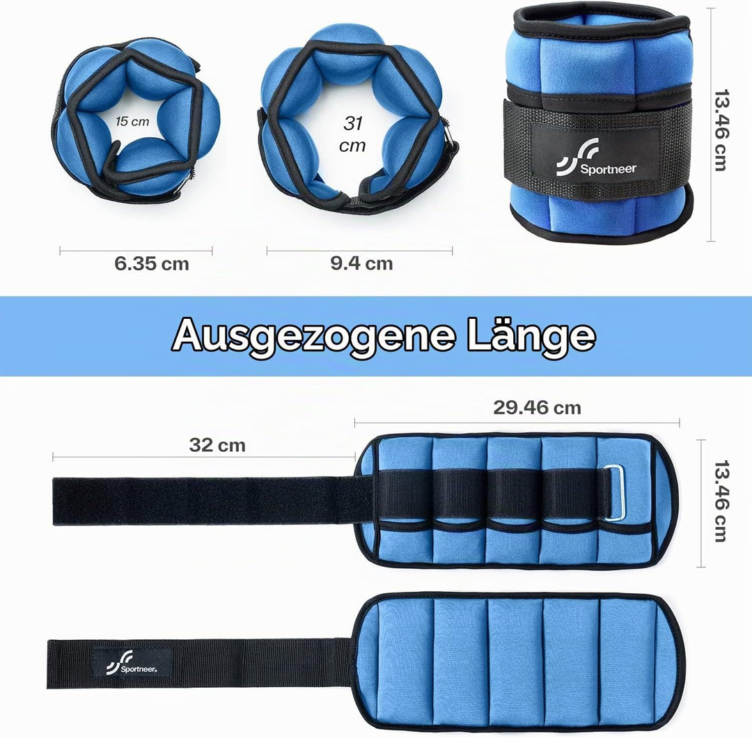 Sportneer Gewichtsmanschetten, Verstellbares Fussgelenkgewichte Set, Fuss-/Handgelenkgewicht Mansche