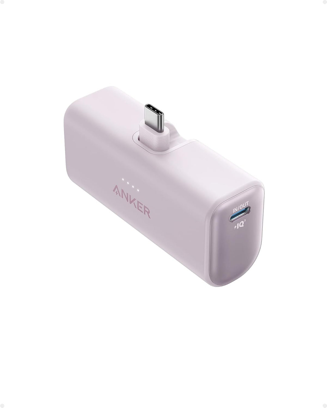Anker Nano Powerbank, 5000mAh Powerbank 22,5W, Integrierter Faltbarer USB-C Konnektor, Kompatibel mi