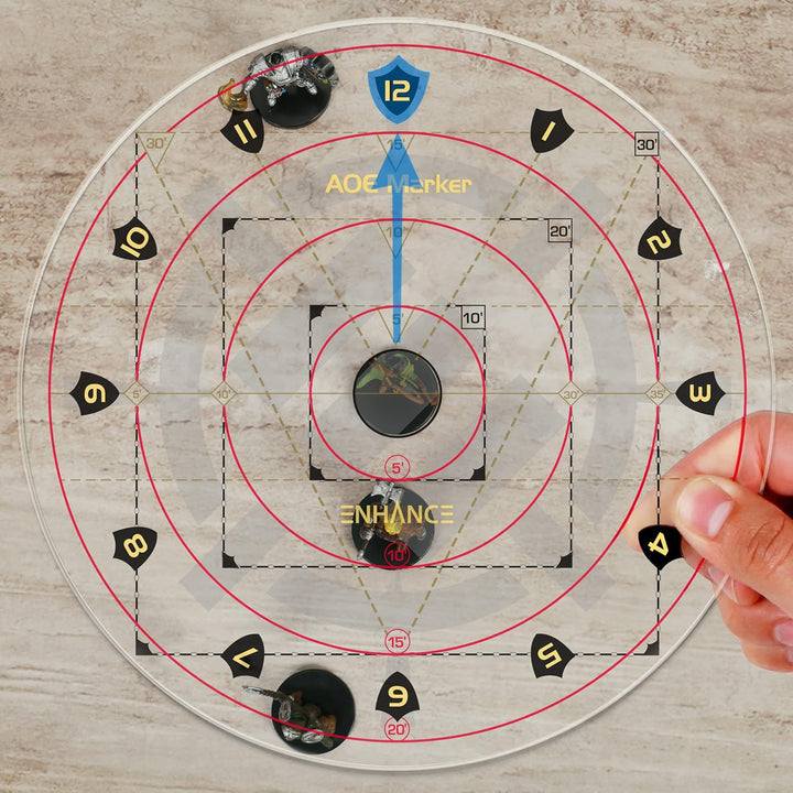 ENHANCE Spell AOE Damage Marker für Tabletop-RPG-Spiele - D & D-Wirkungsbereichsvorlage Bestimmt die