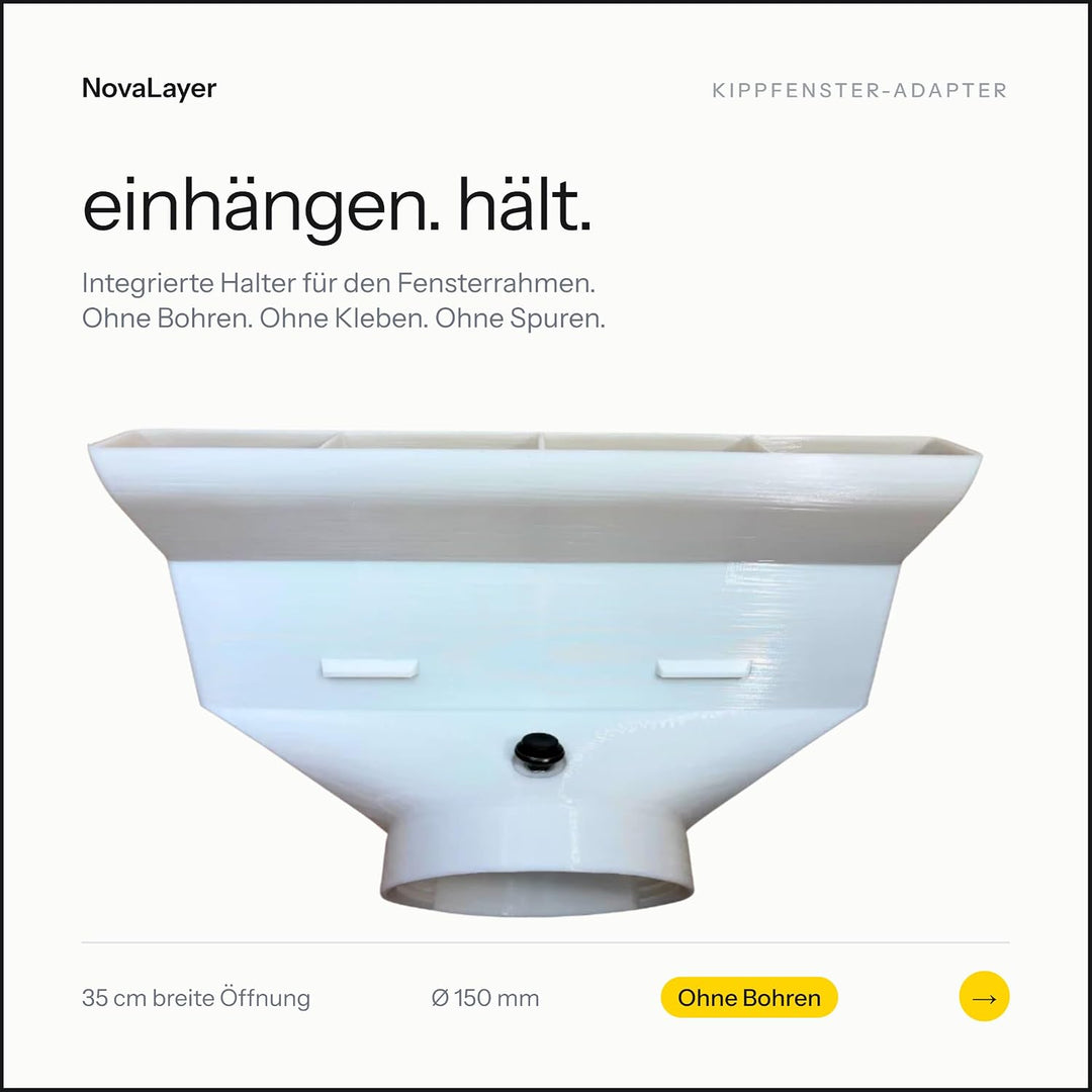 Extra Breiter Fensteradapter 35 cm für mobile Klimaanlagen – Kippfenster Abluftadapter mit 150 mm Sc
